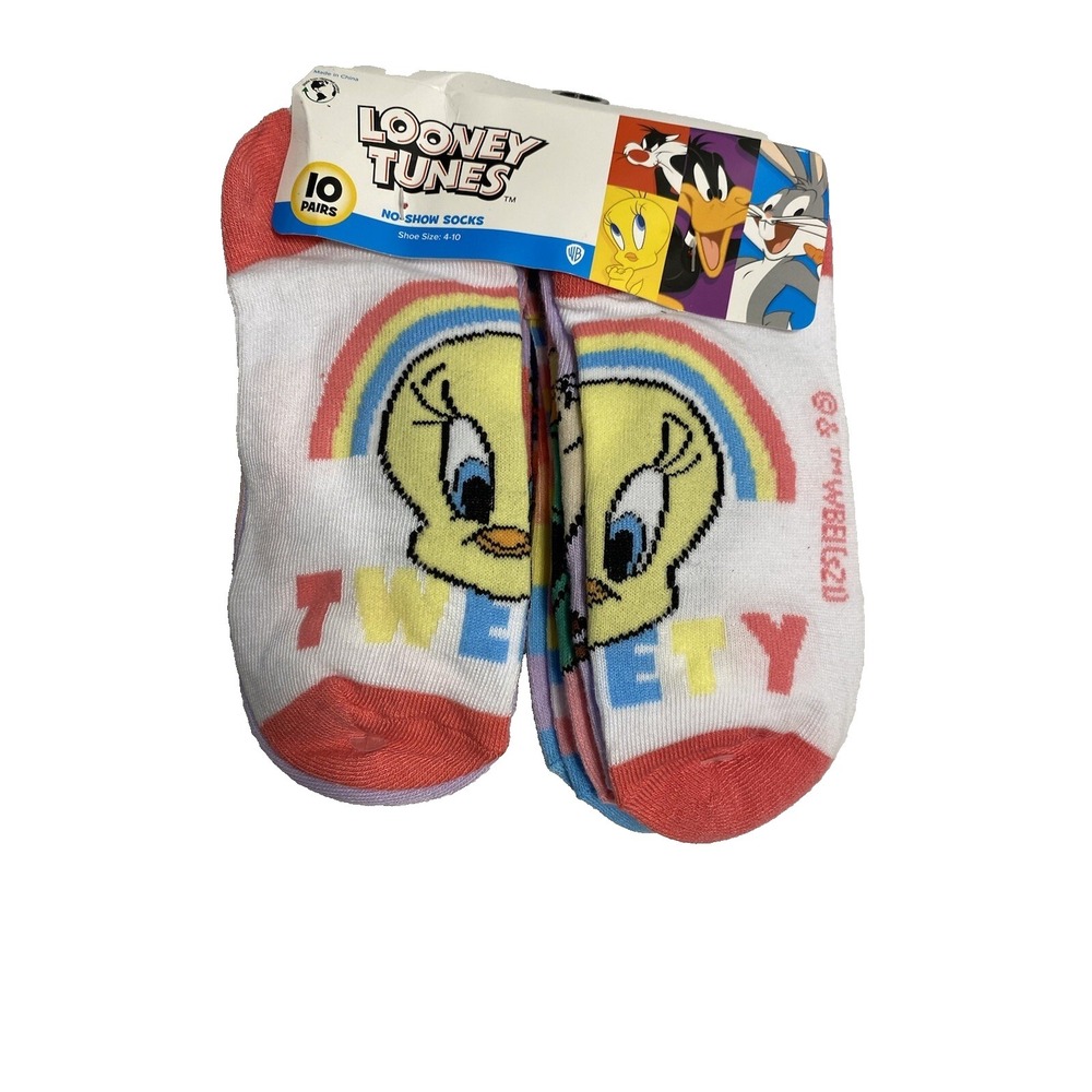 looney tunes 10 pairs womens socks no show ankle shoe size 4-10